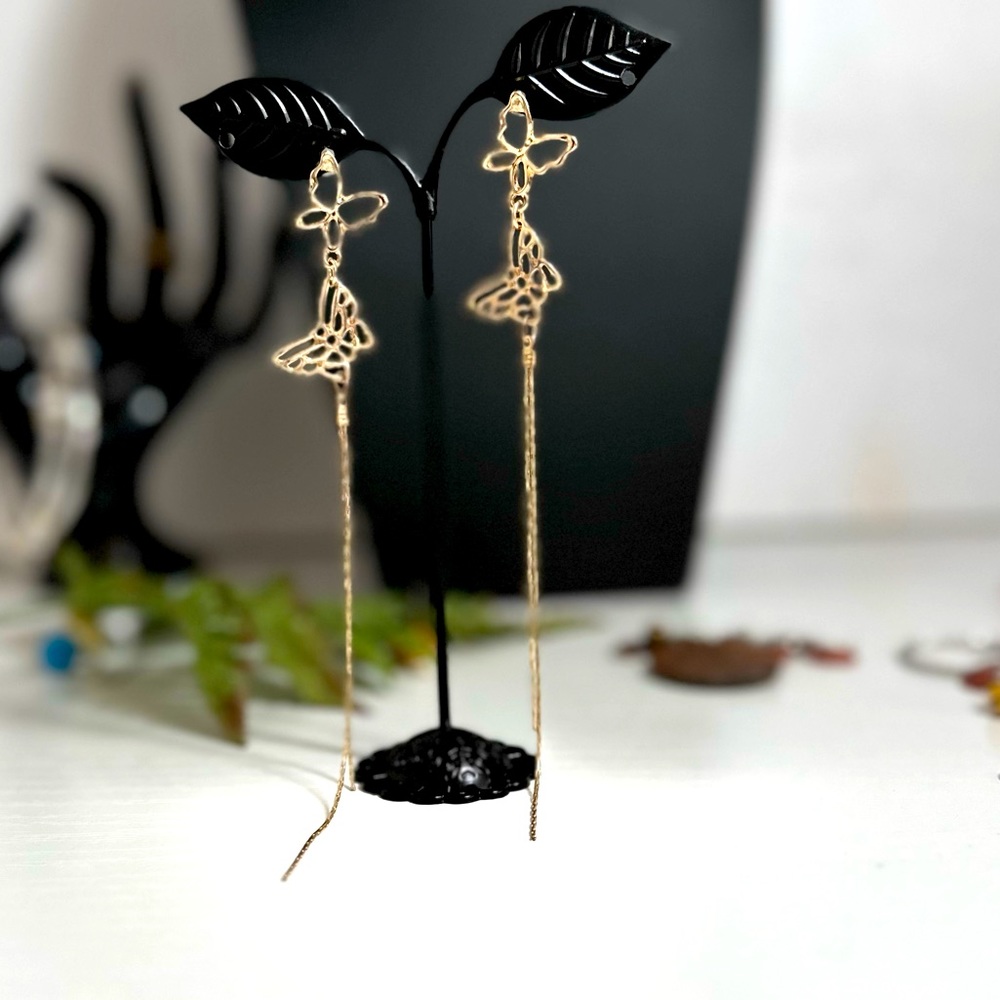 Butterfly Long Drop Earrings